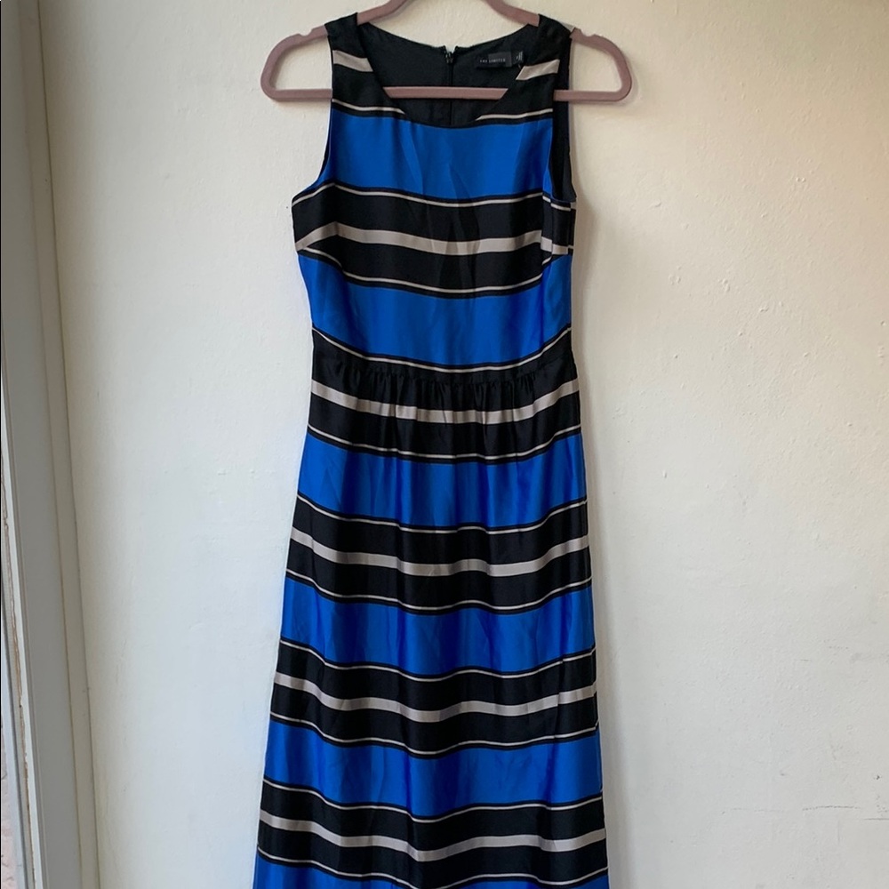 The Limited Blue and Black Striped Maxi Dress
